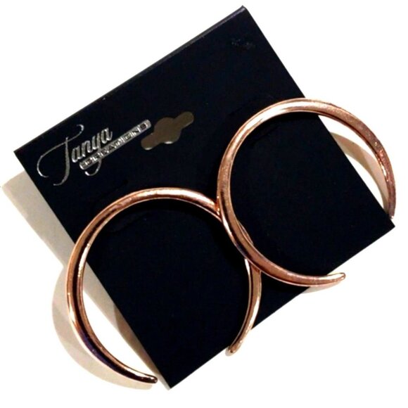 Minimalist Rose Gold tone 1.5" Open Hoop Earrings, Modern & Chic Women's Jewelry - Picture 1 of 9